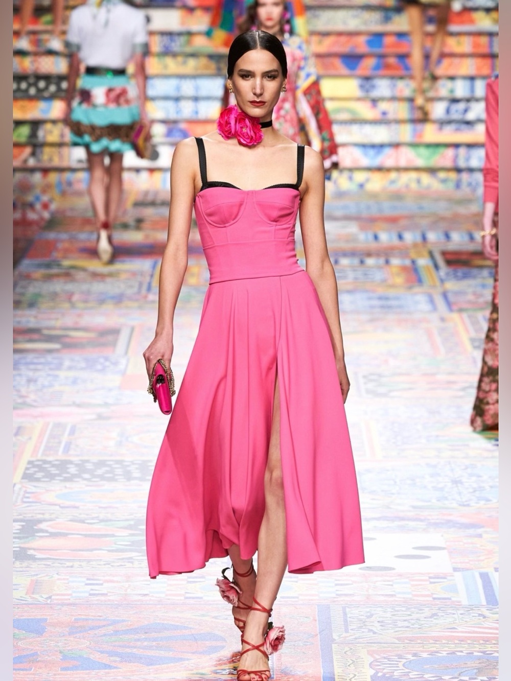 Dolce and Gabbana Spring 2021 Pleated Cady Midi Dress